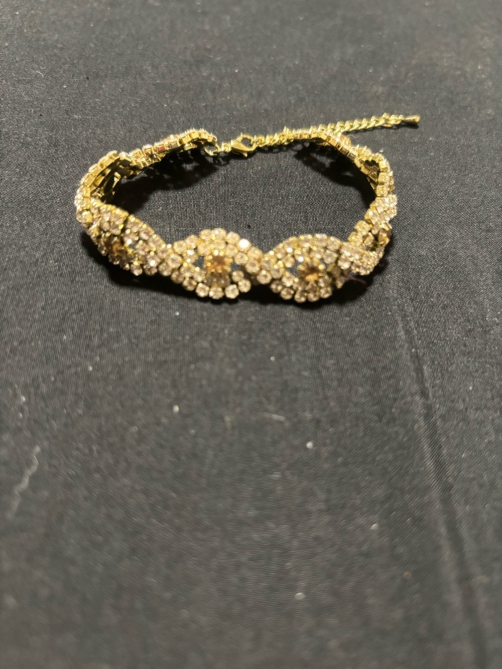 Gold Crystal Floral Link Bracelet - Women Jewelry
